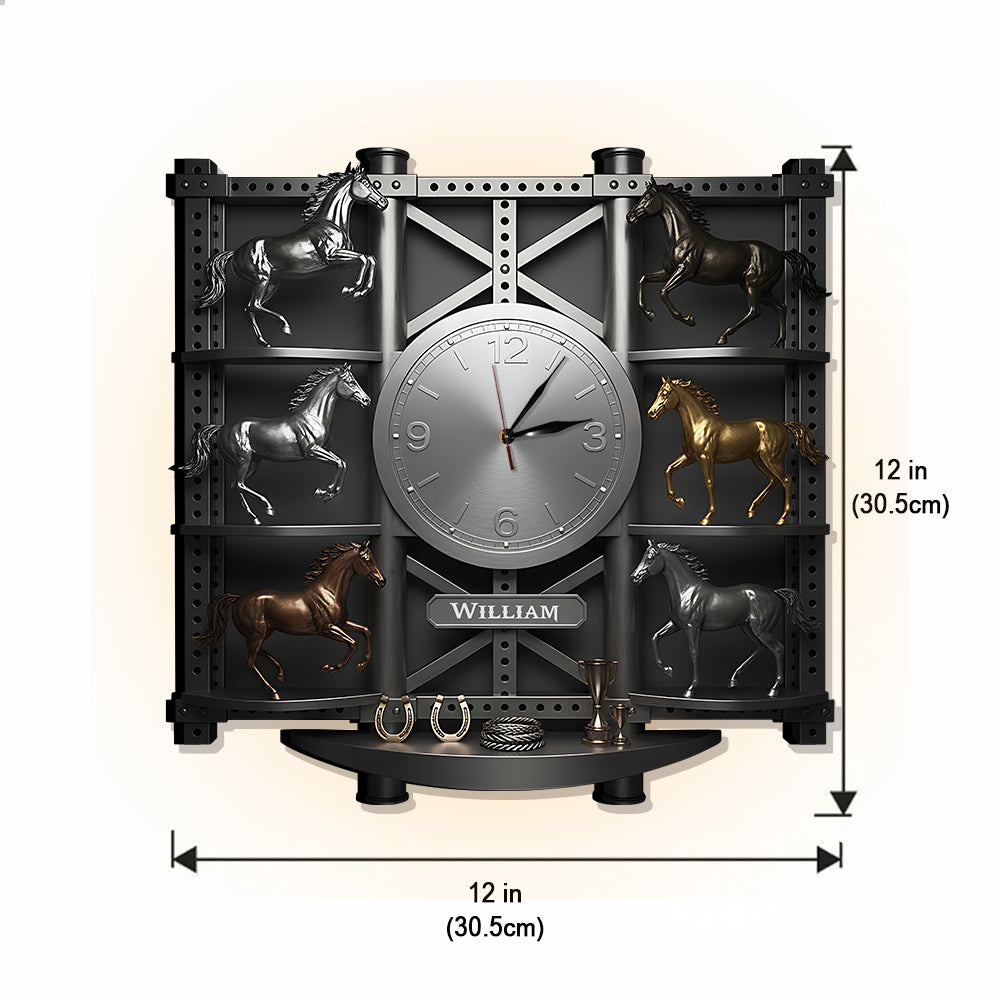 Cheval fort - Horloge murale lumineuse LED personnalisée - Cheval