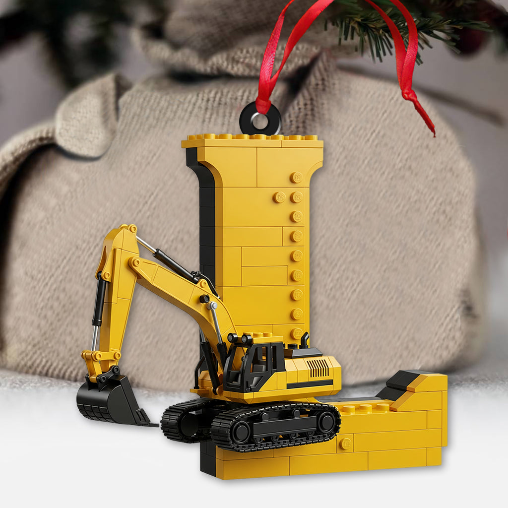 Alphabet des véhicules de chantier amusants - Ornement personnalisé pour enfant