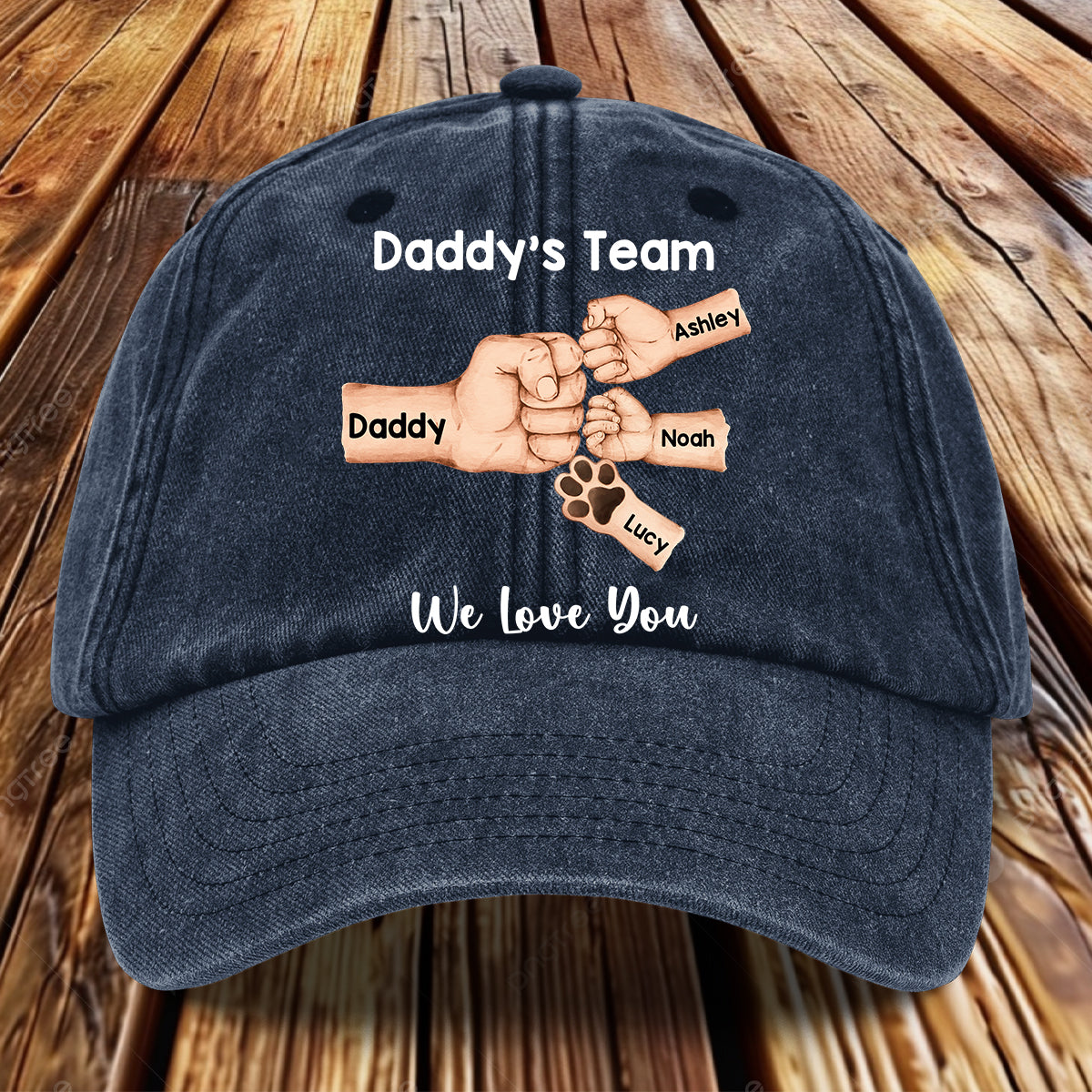 Best Dad Ever - Personalized Father Washed Denim Cap