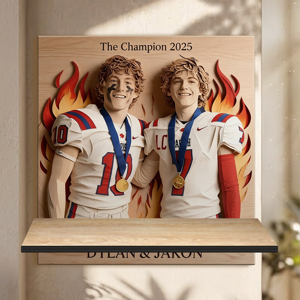 Football Teamfoot - Personalized Football Wooden Floating Shelf