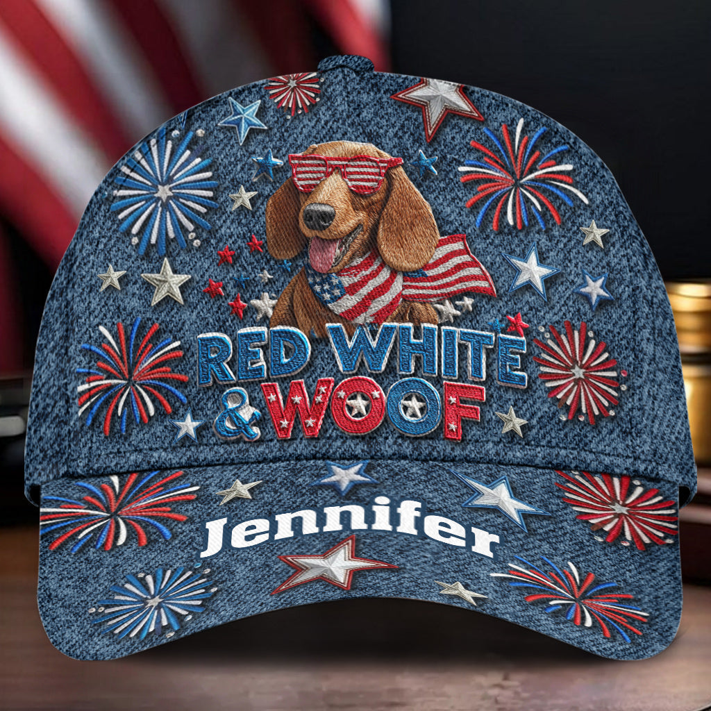 Casquette classique personnalisée pour chien Rouge, Blanc et Ouaf
