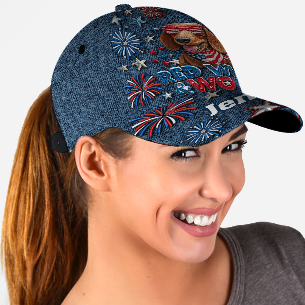 Casquette classique personnalisée pour chien Rouge, Blanc et Ouaf