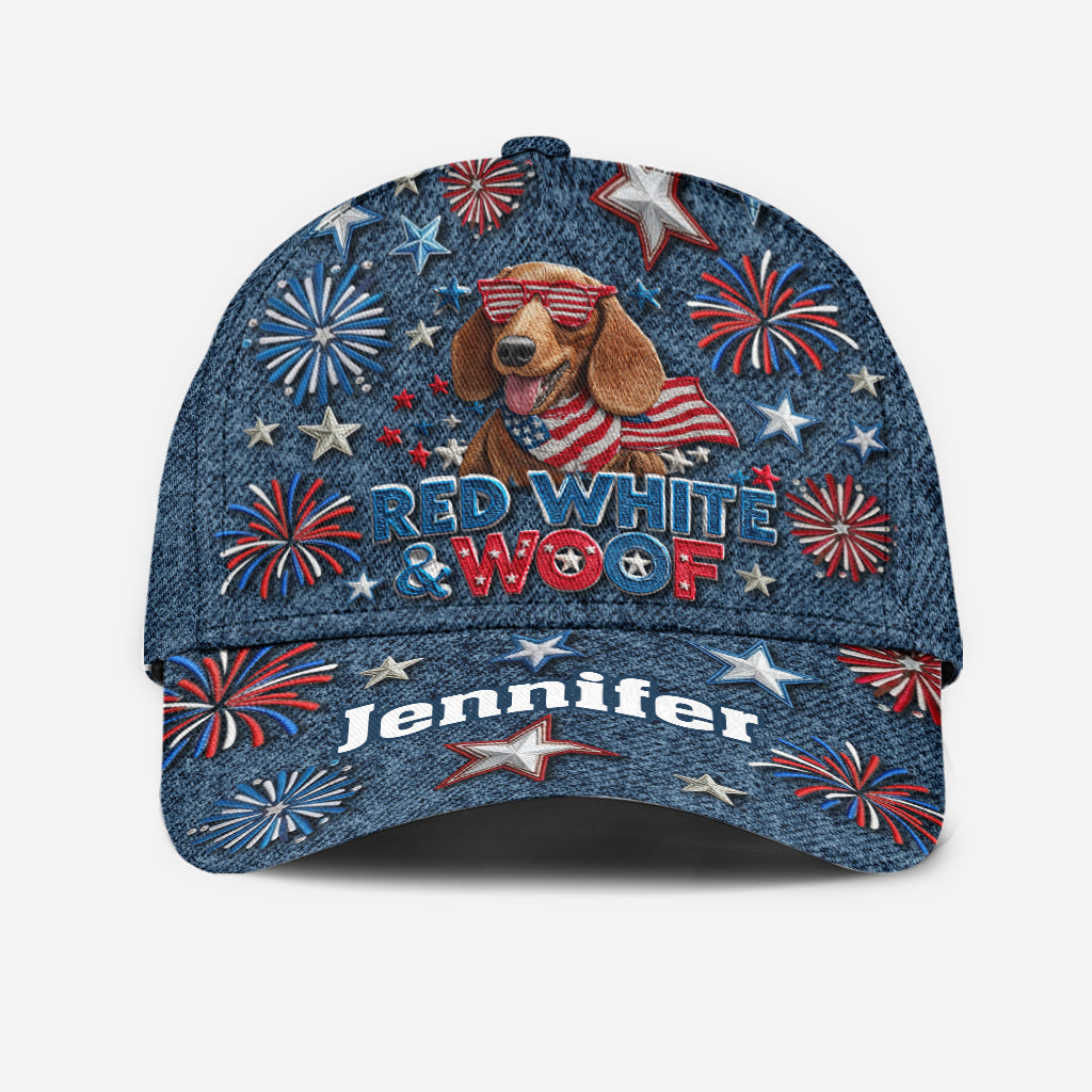 Casquette classique personnalisée pour chien Rouge, Blanc et Ouaf