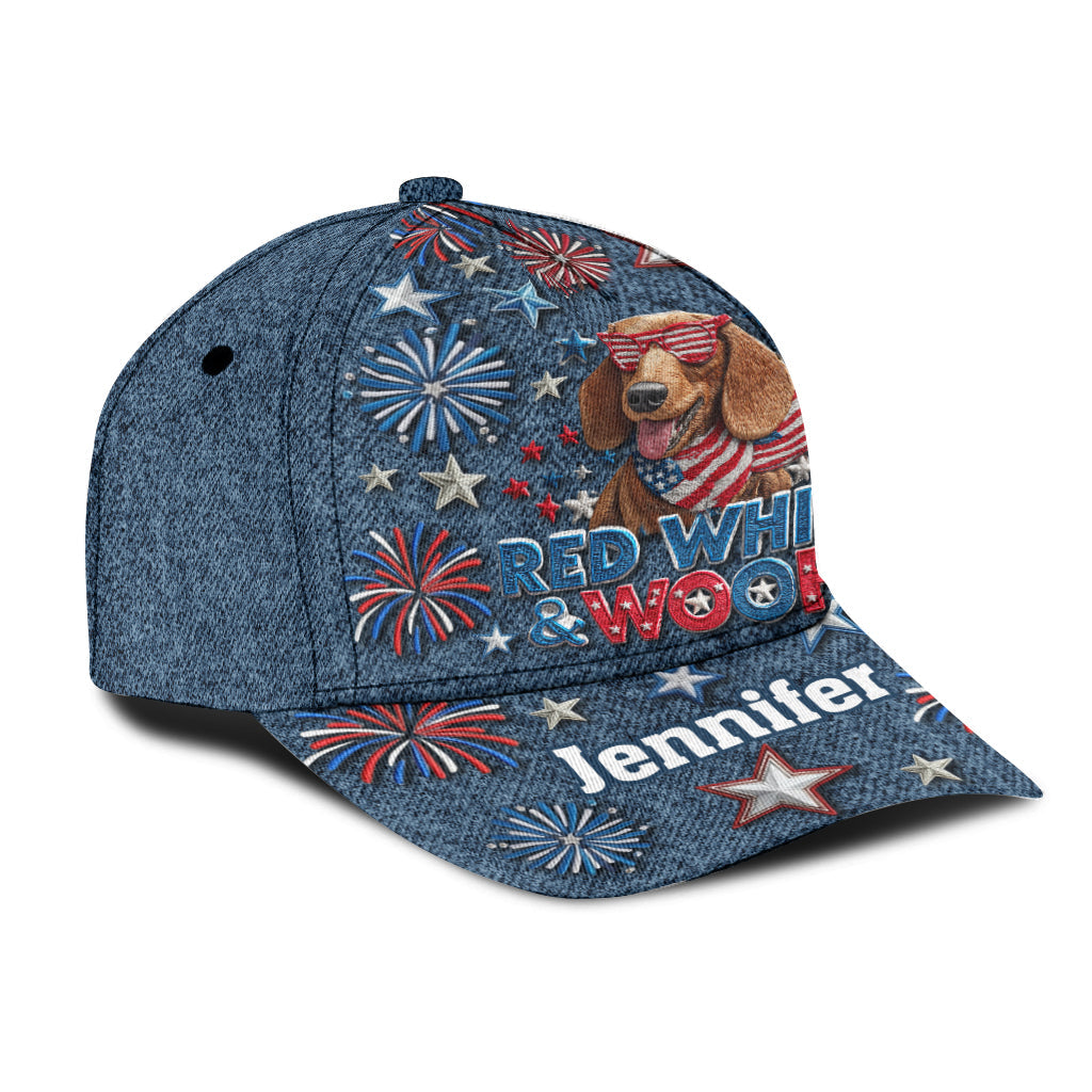 Casquette classique personnalisée pour chien Rouge, Blanc et Ouaf
