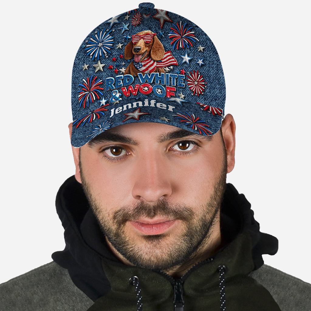 Casquette classique personnalisée pour chien Rouge, Blanc et Ouaf