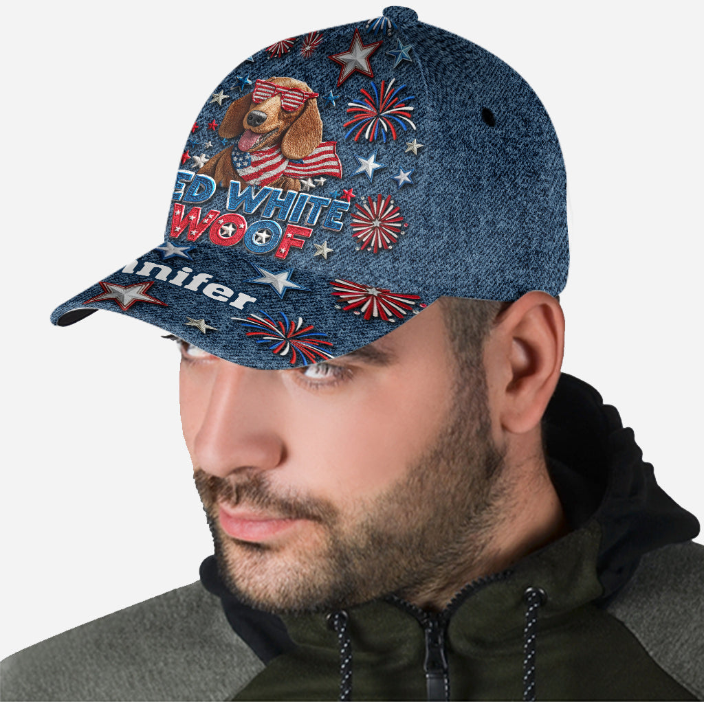 Casquette classique personnalisée pour chien Rouge, Blanc et Ouaf
