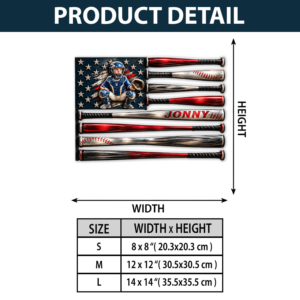 USA Baseball Club - Personalized Baseball 3D Printed Cut Metal Sign