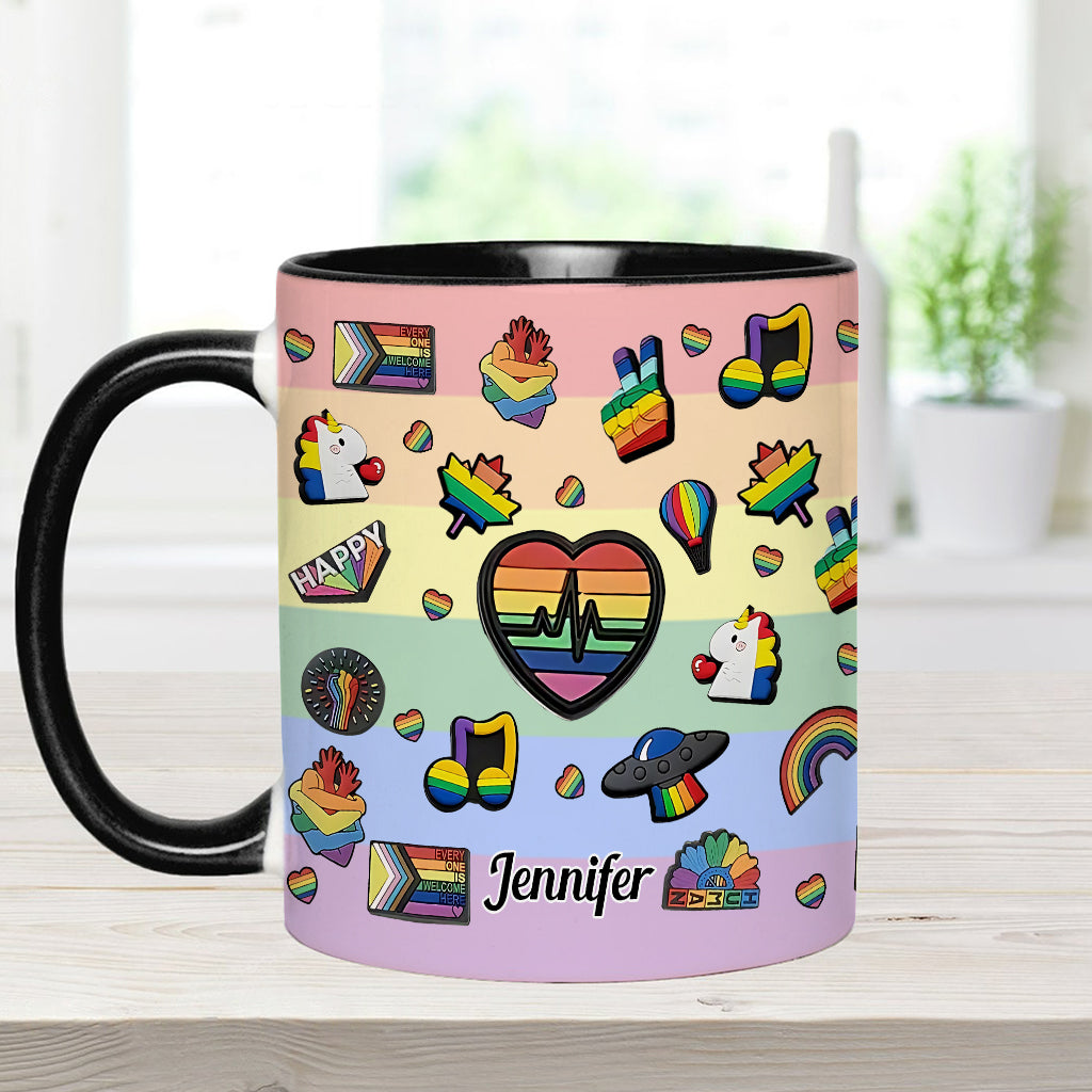 Pride Rainbow - Personalized LGBT Support Accent Mug