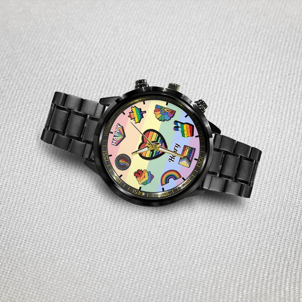 Montre-bracelet personnalisée Pride Rainbow - Soutien LGBT