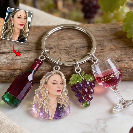 Porte-clés personnalisé « Love Wine » avec breloques