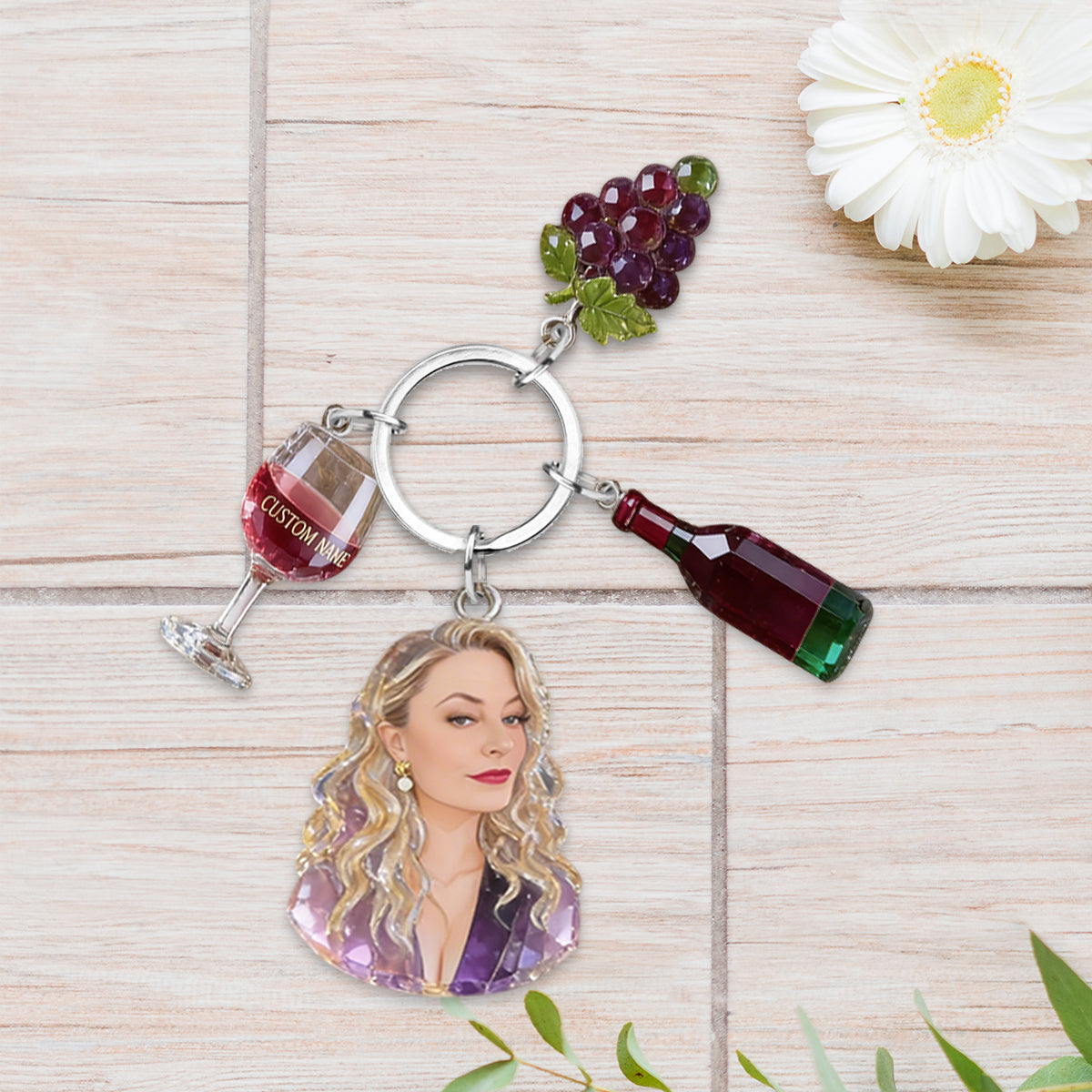 Liebe zum Wein – Personalisierter Wein-Schlüsselanhänger mit Anhängern