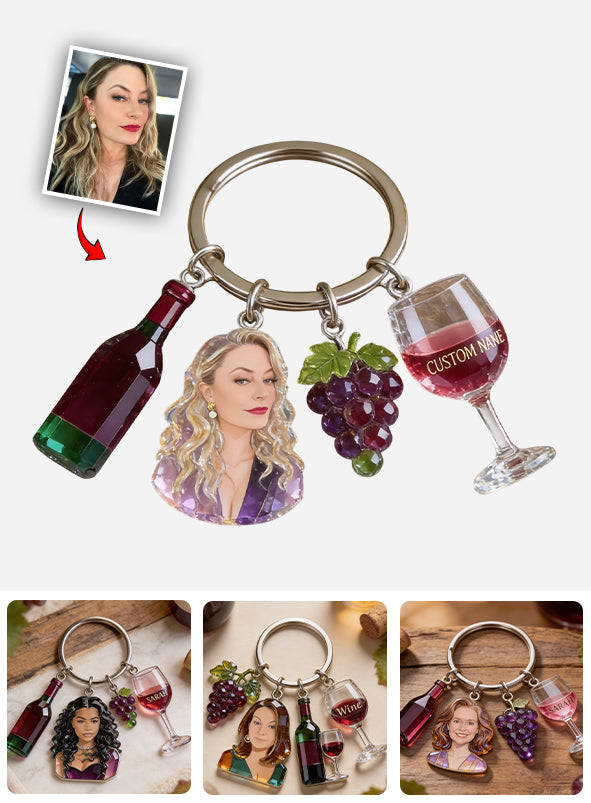 Liebe zum Wein – Personalisierter Wein-Schlüsselanhänger mit Anhängern