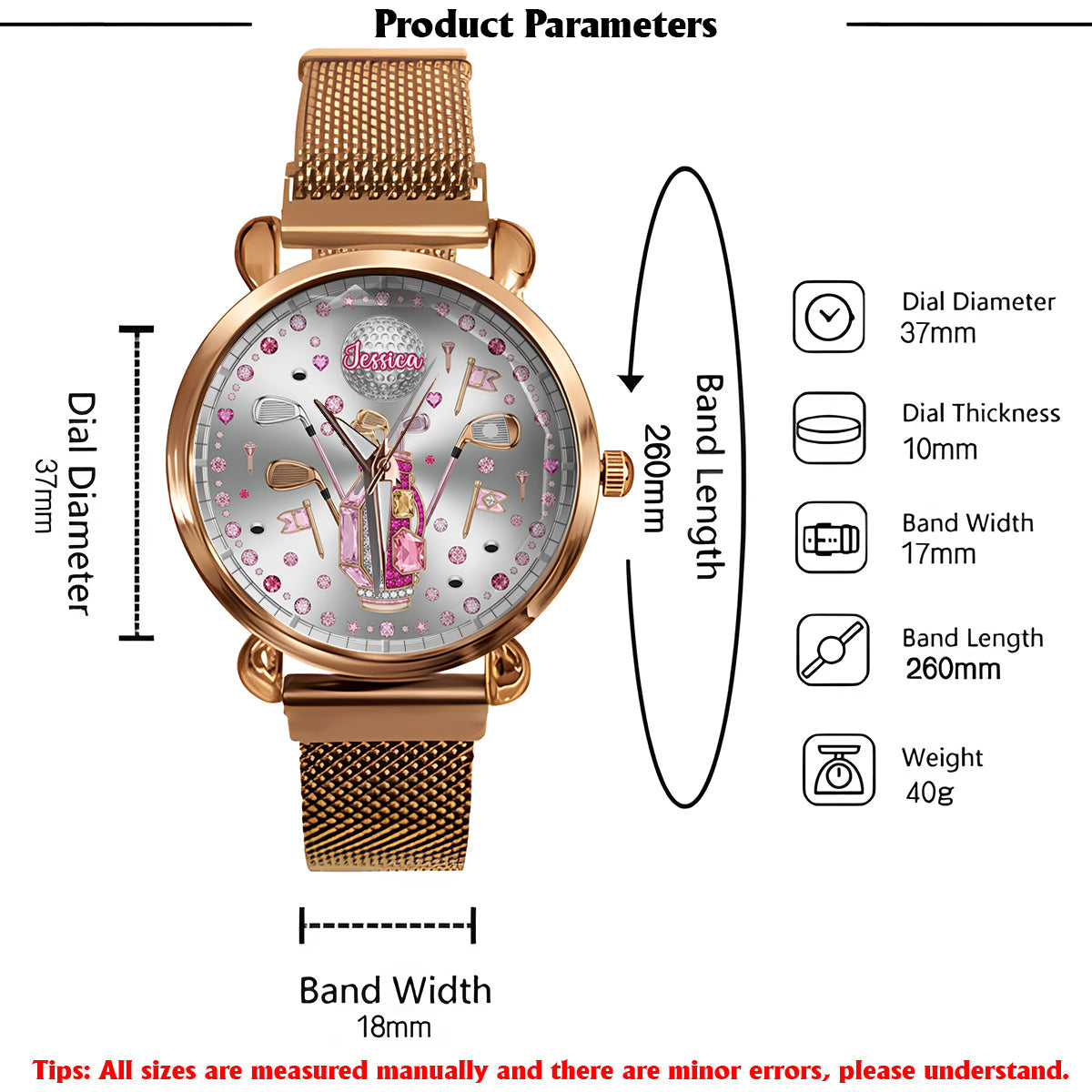 Love Golf – Personalisierte Golf-Damen-Handuhr 