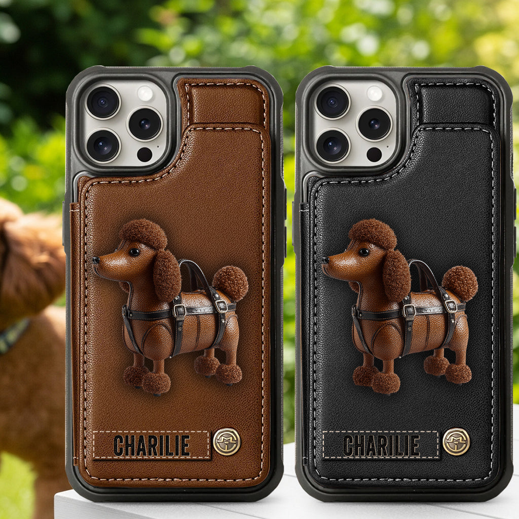 Étui portefeuille personnalisé pour téléphone avec un adorable caniche - Étui pour téléphone à motif chien