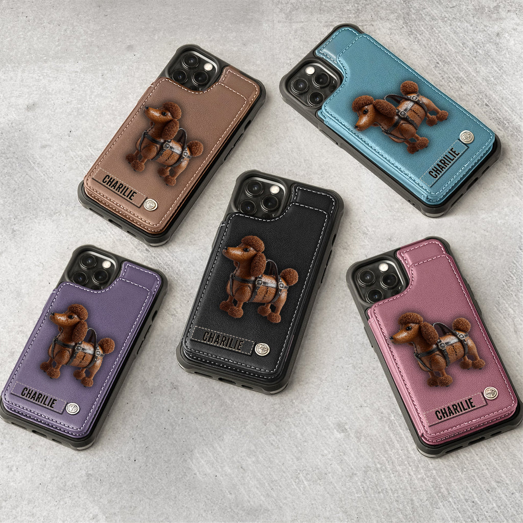 Étui portefeuille personnalisé pour téléphone avec un adorable caniche - Étui pour téléphone à motif chien