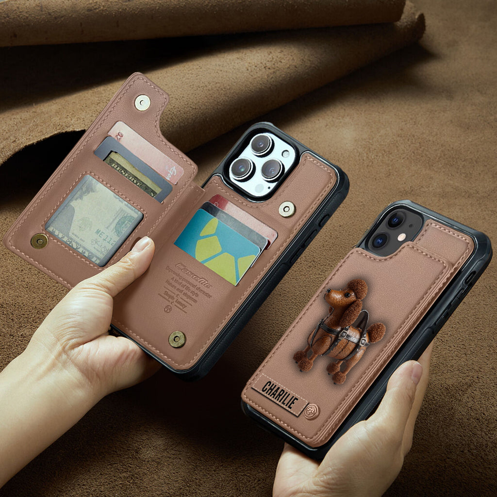 Étui portefeuille personnalisé pour téléphone avec un adorable caniche - Étui pour téléphone à motif chien