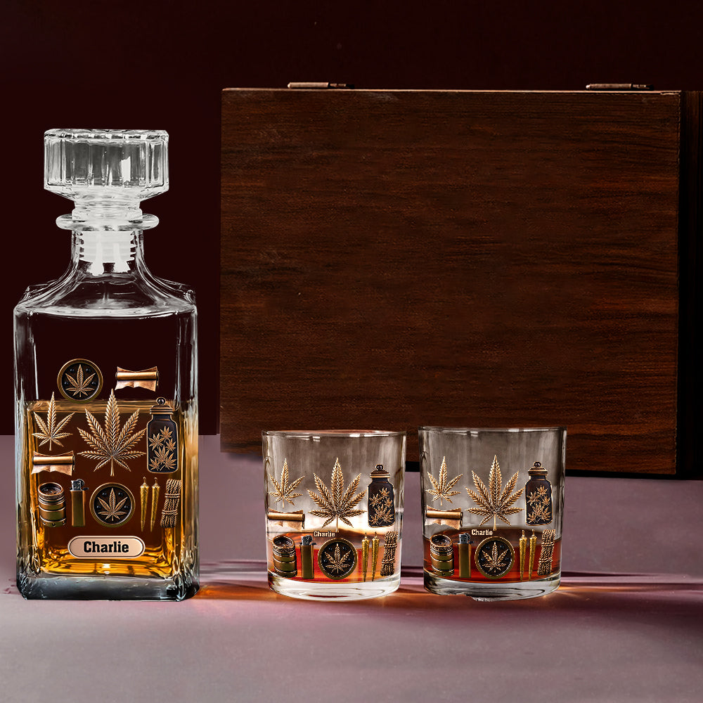 Magic Leaf - Coffret carafe à whisky au cannabis personnalisée