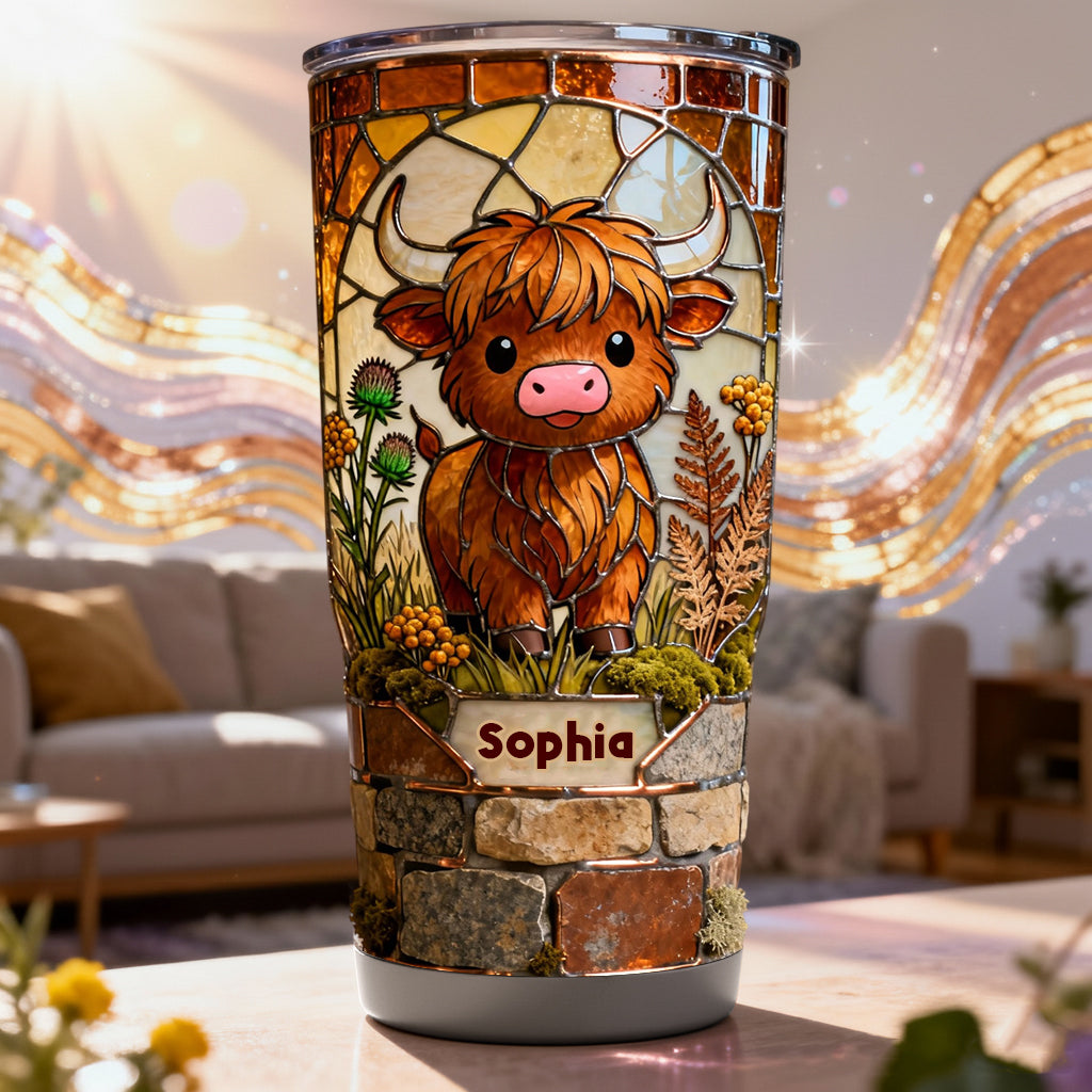 Vie à la ferme - Gobelet personnalisé vache des Highlands