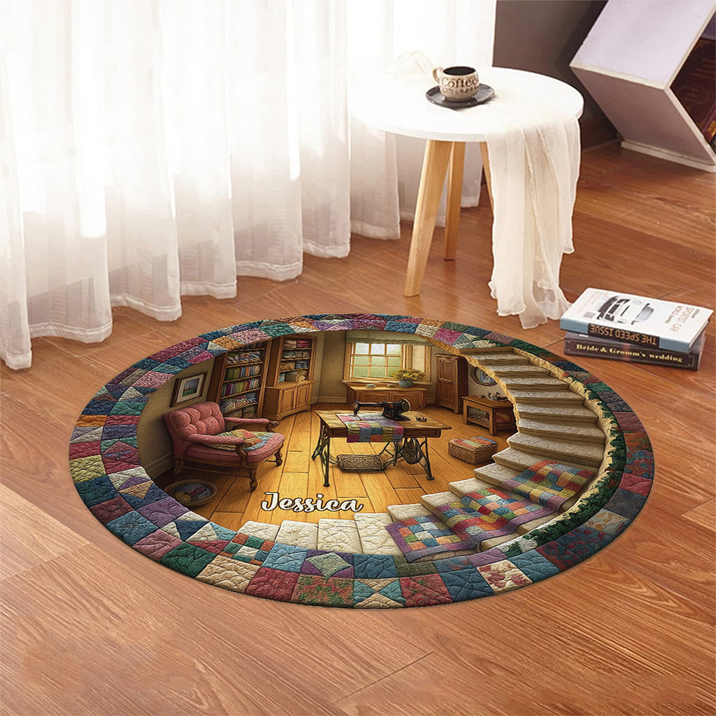 Tapis rond de couture personnalisé pour salle de couture