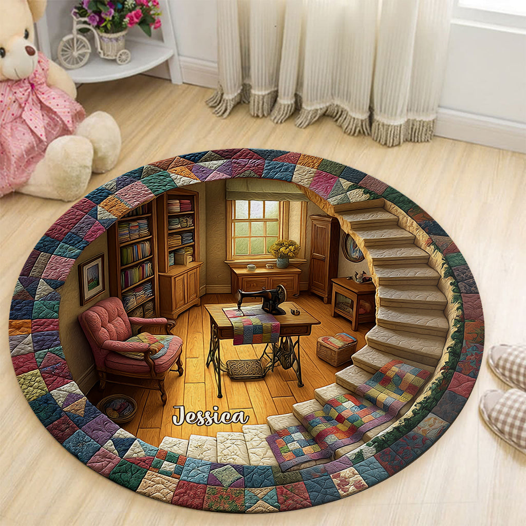 Tapis rond de couture personnalisé pour salle de couture
