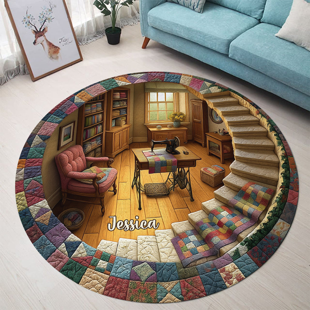 Tapis rond de couture personnalisé pour salle de couture