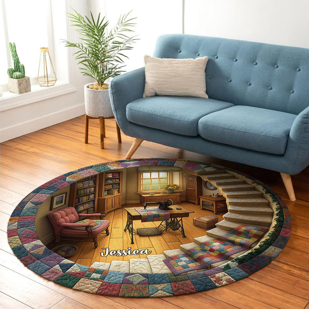 Tapis rond de couture personnalisé pour salle de couture