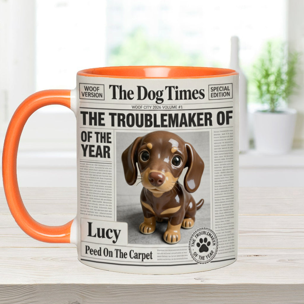 Mug personnalisé « Le fauteur de troubles de l'année » avec motif chien