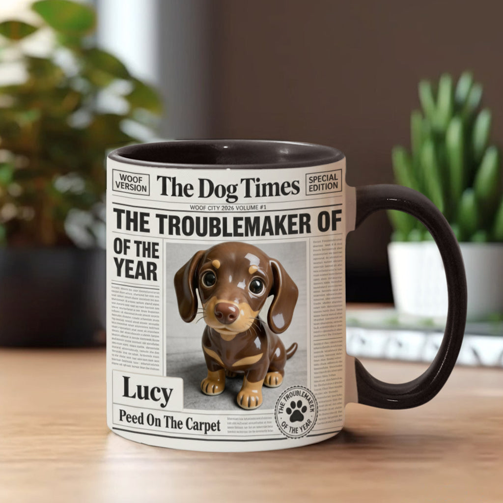 Mug personnalisé « Le fauteur de troubles de l'année » avec motif chien