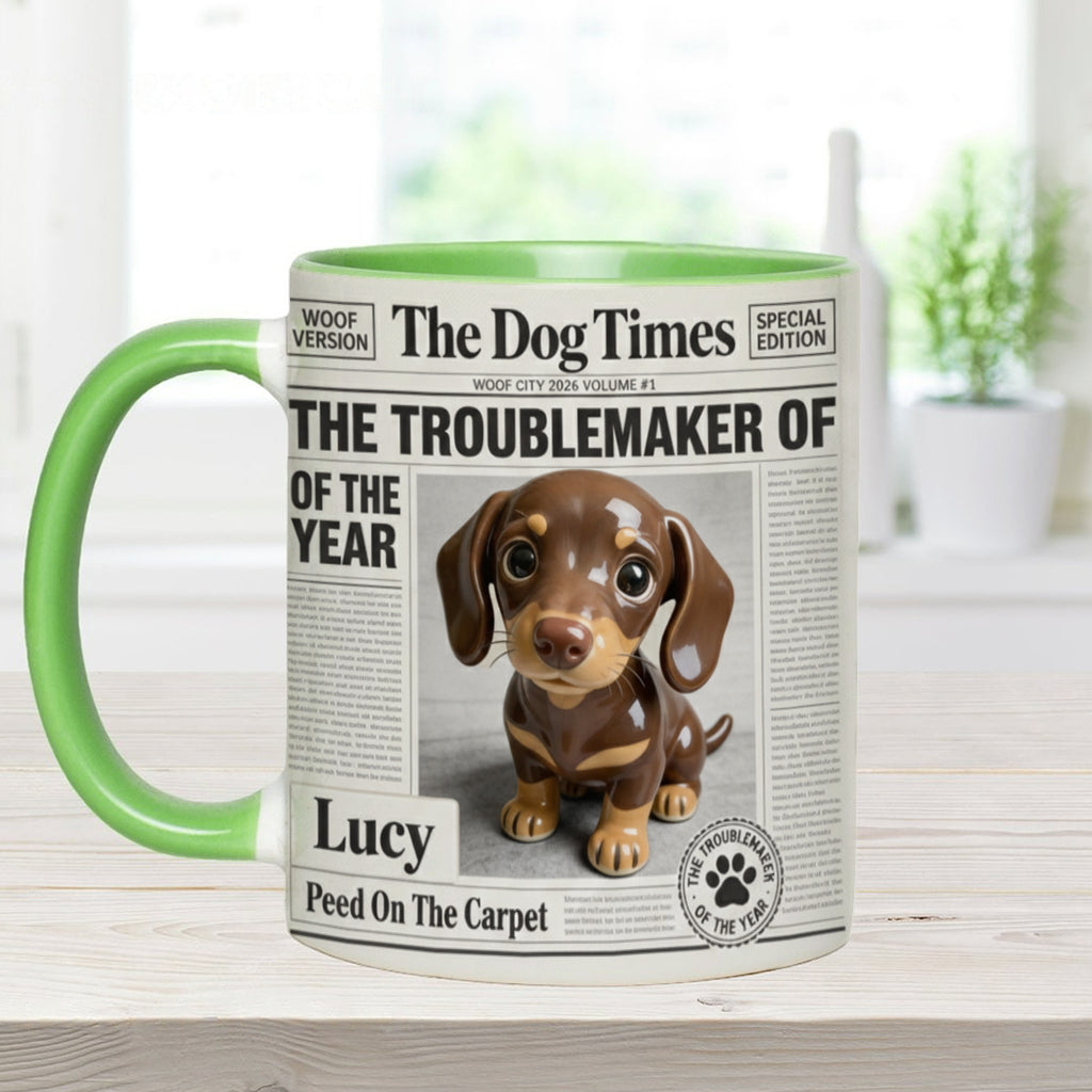 Mug personnalisé « Le fauteur de troubles de l'année » avec motif chien