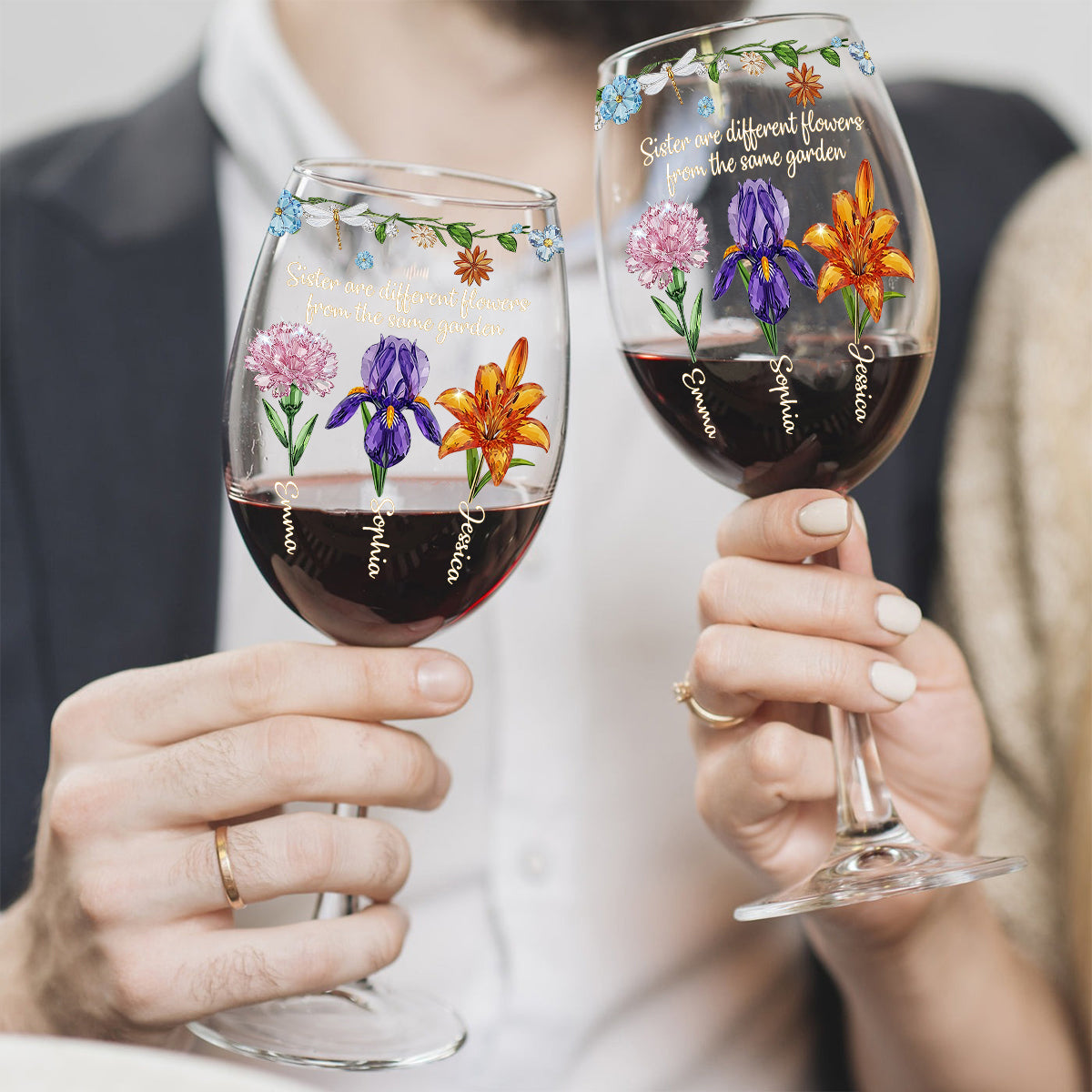 Joyeux Noël - Verre à vin personnalisé pour meilleure amie avec longue tige