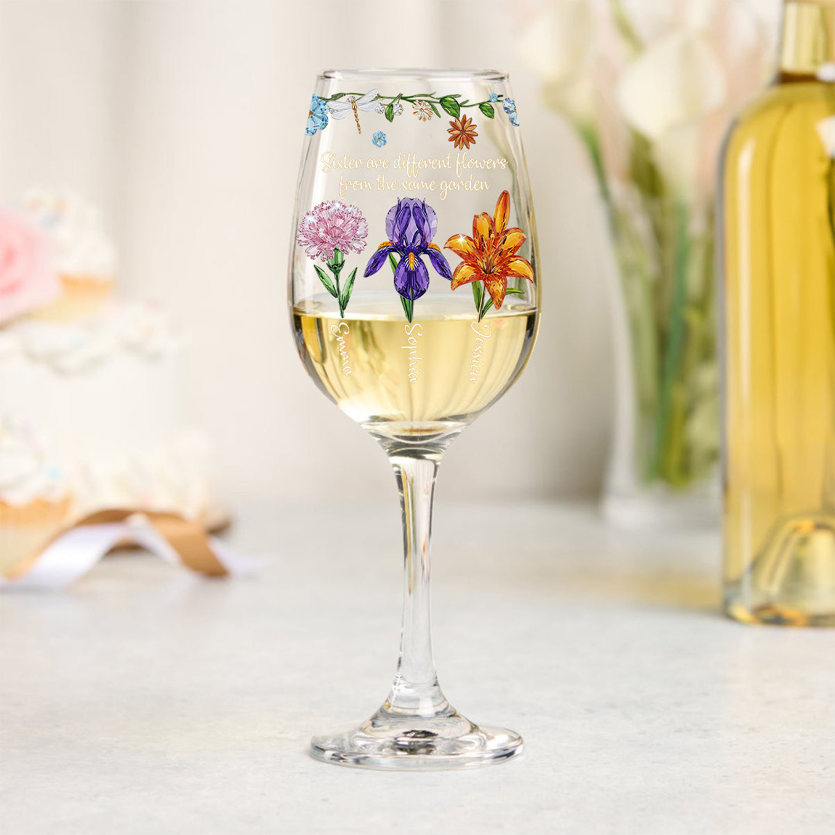 Joyeux Noël - Verre à vin personnalisé pour meilleure amie avec longue tige