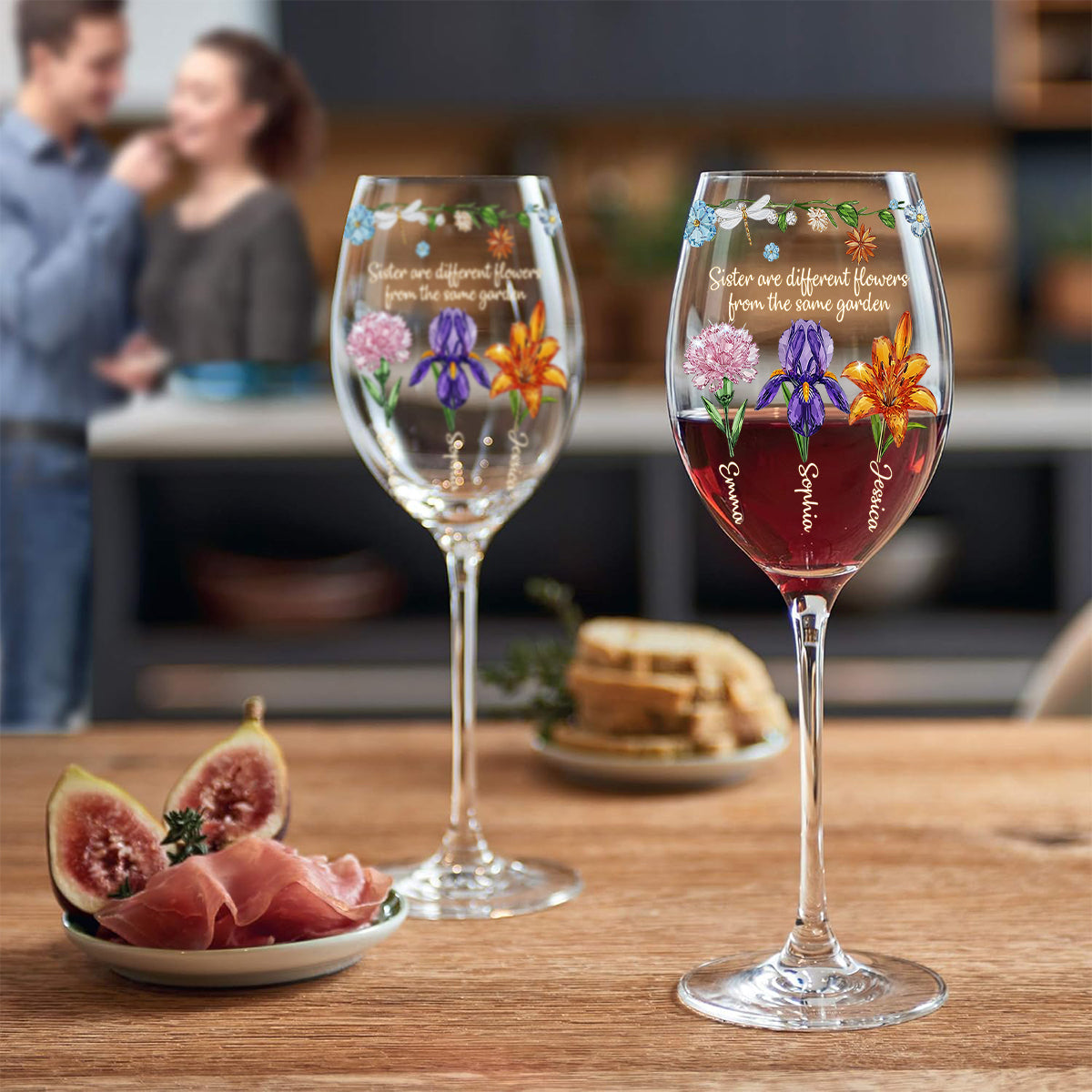 Joyeux Noël - Verre à vin personnalisé pour meilleure amie avec longue tige