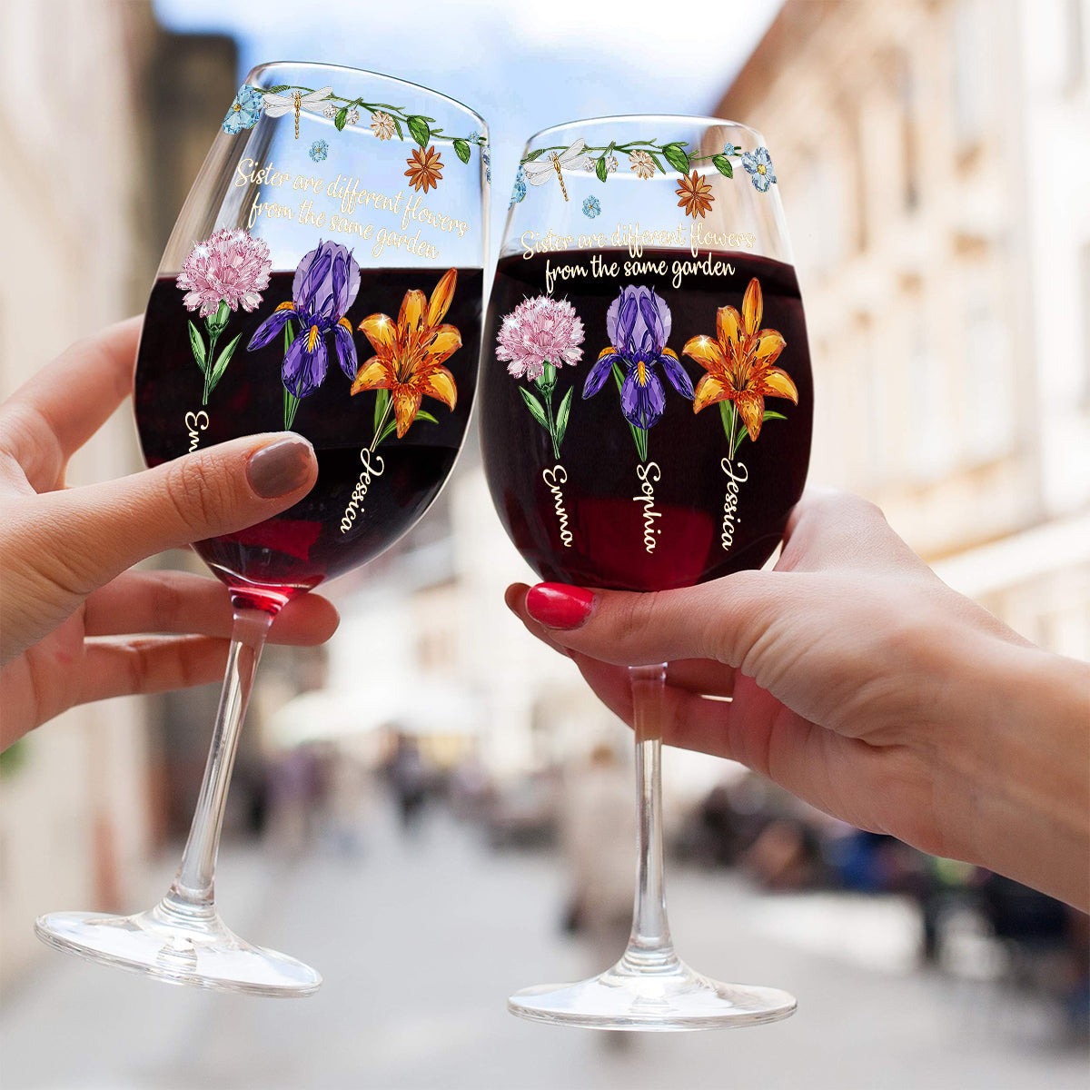 Joyeux Noël - Verre à vin personnalisé pour meilleure amie avec longue tige