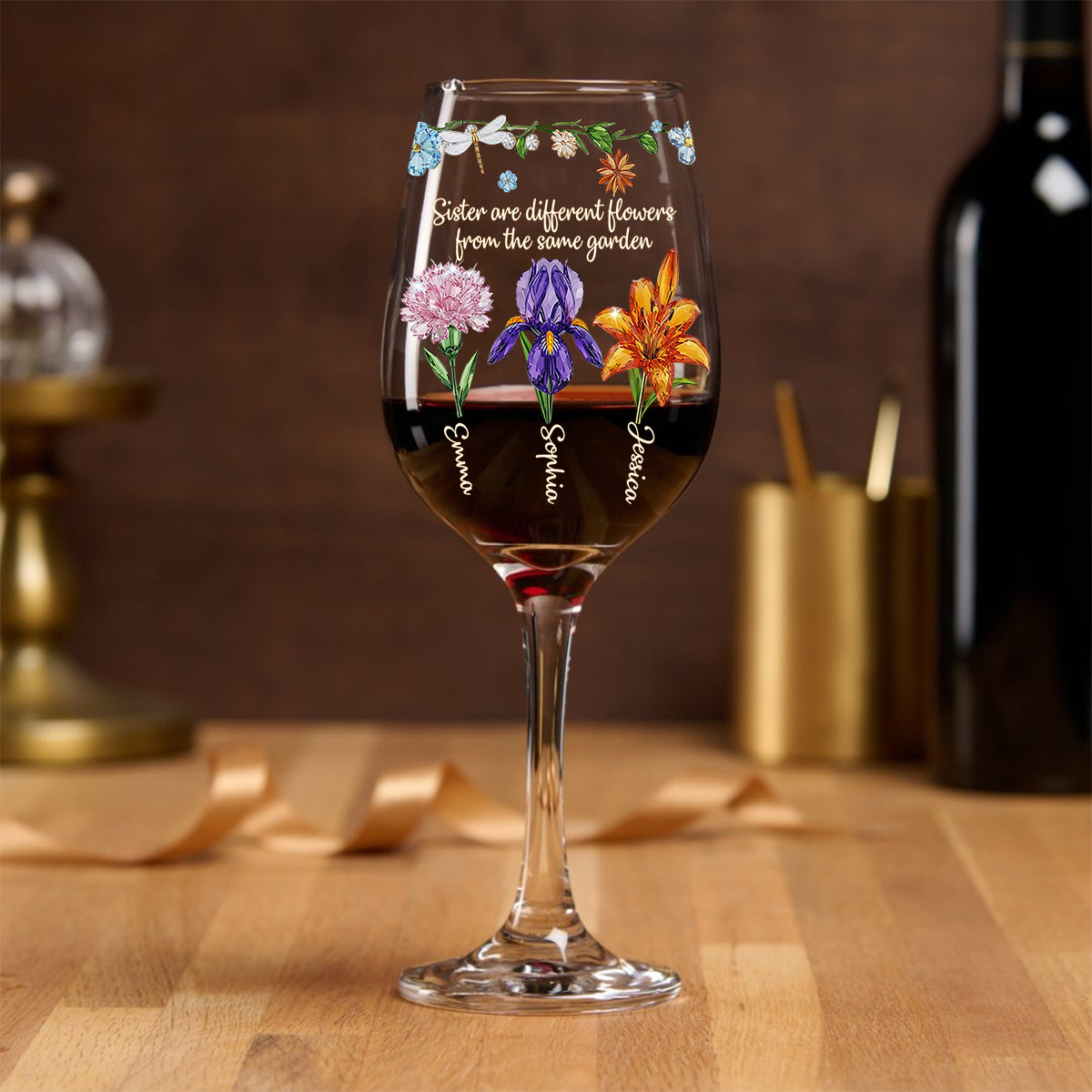 Joyeux Noël - Verre à vin personnalisé pour meilleure amie avec longue tige