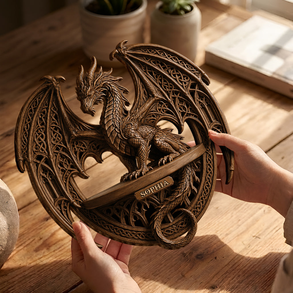 Cool Dragon - Personalized Dragon Wooden Floating Shelf