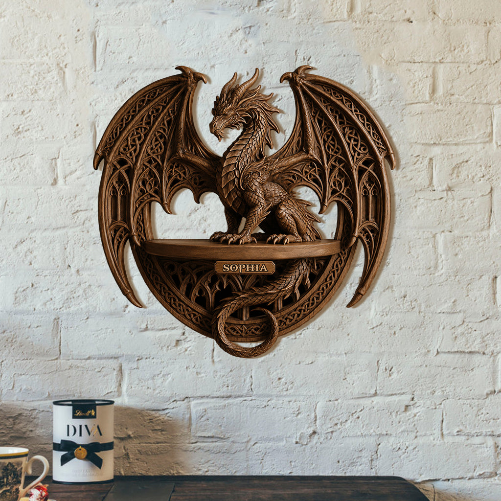 Cool Dragon - Personalized Dragon Wooden Floating Shelf