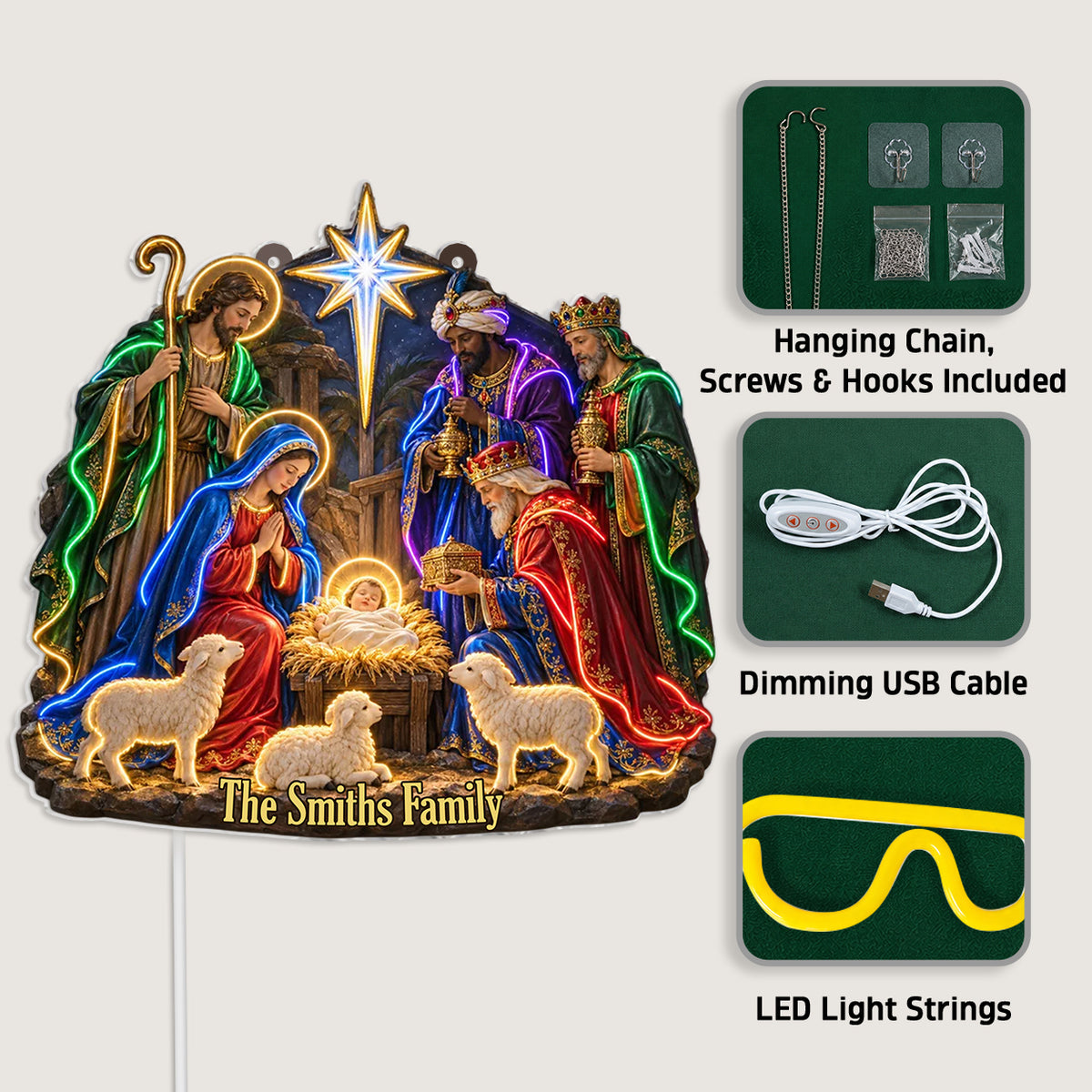 Nativity Christmas - Personalized Christian Neon LED Light Sign