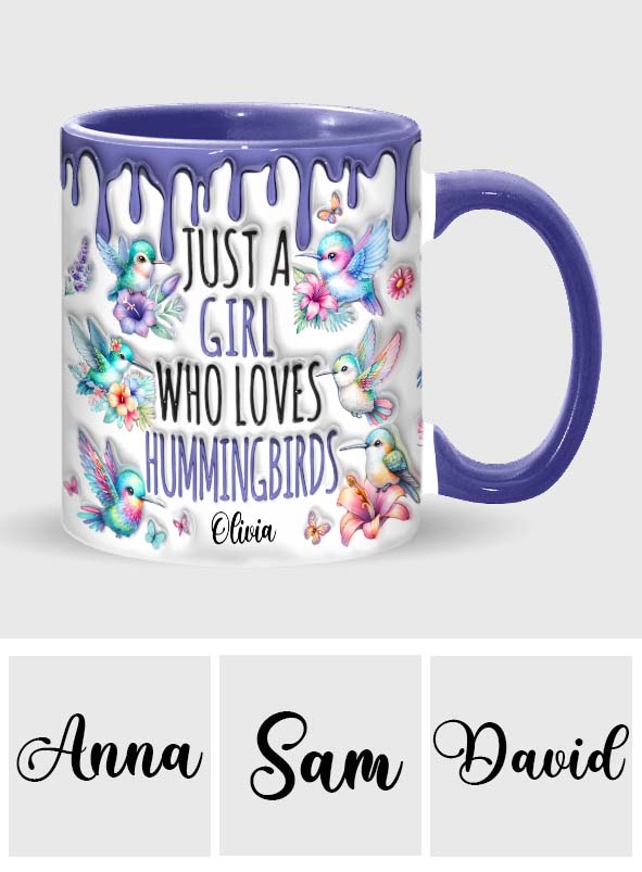 Mug personnalisé « Juste une fille qui aime les colibris »