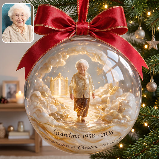 Custom Photo Memorial Christmas - Personalized Memorial Acrylic Ball Ornament