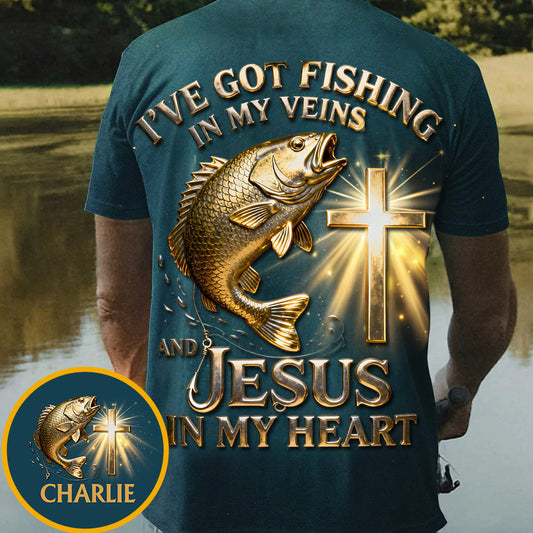 J'ai la pêche dans le sang - T-shirt personnalisé sur le thème de la pêche