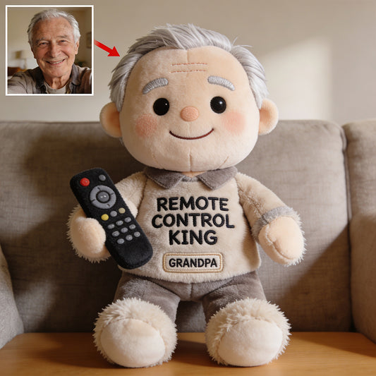 Cadeau Amusant pour Papa - Roi de la Télécommande - Coussin Personnalisé en Fourrure Synthétique