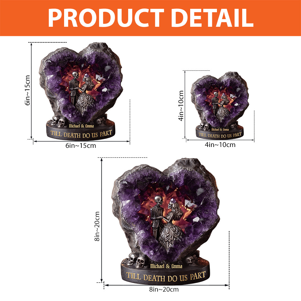 Amethyst Style Skull Couple, Till Death Do Us Part - Personalized Couple Custom Shaped Acrylic Plaque