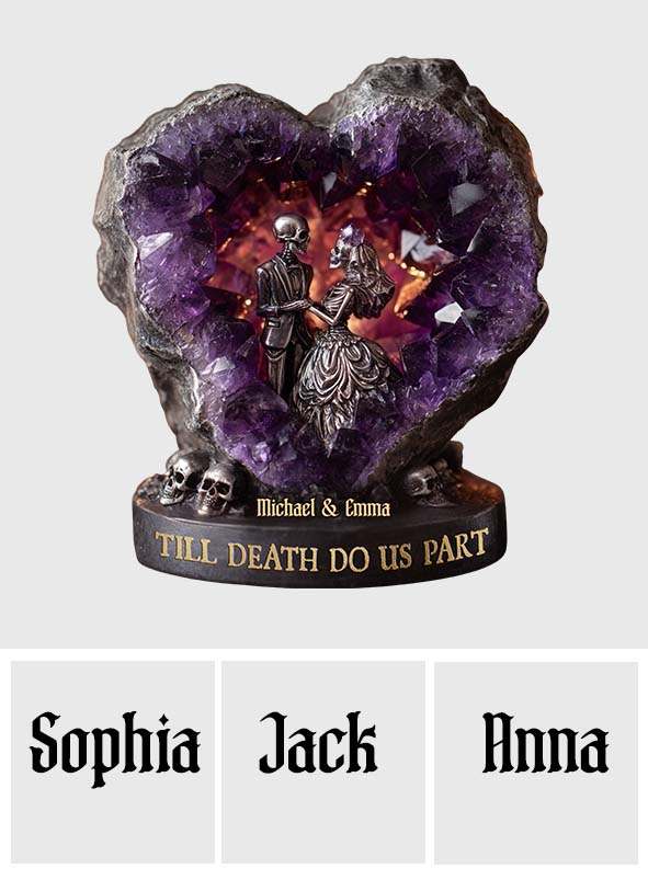 Amethyst Style Skull Couple, Till Death Do Us Part - Personalized Couple Custom Shaped Acrylic Plaque
