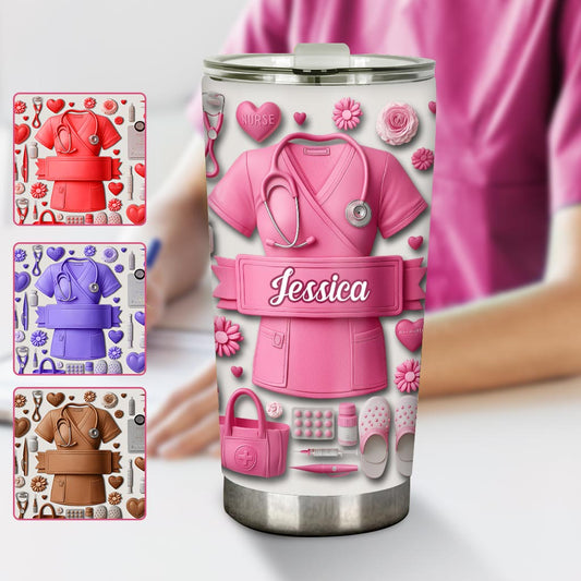 Nursing Is A Work Of Heart - Personalized Nurse Tumbler