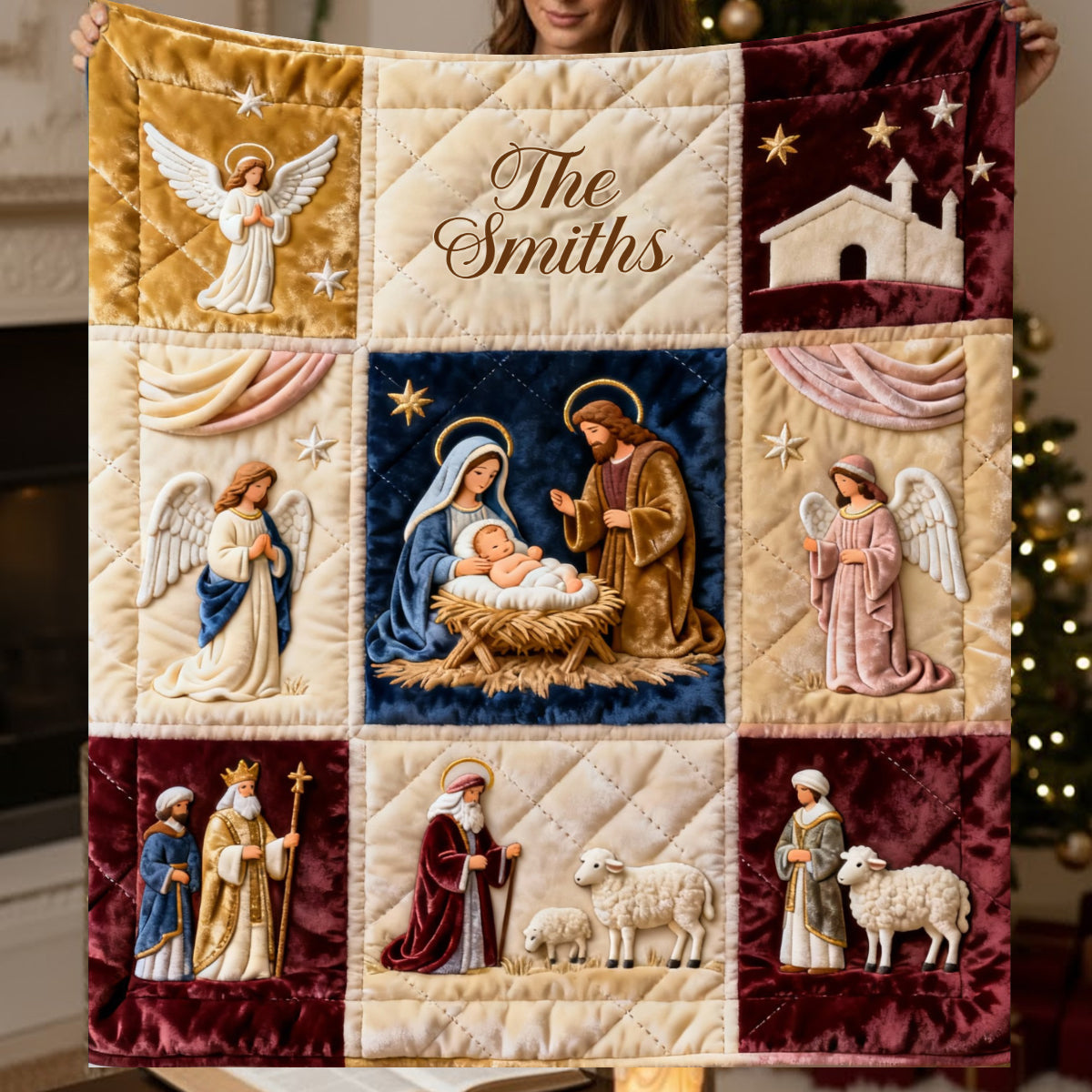Krippenszene - Personalisierte christliche Decke