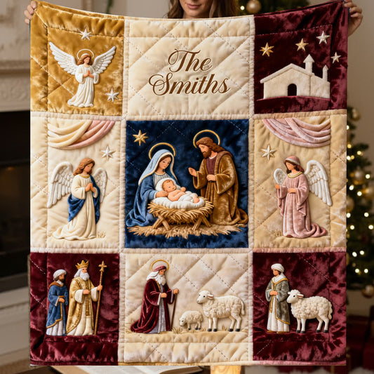 Krippenszene - Personalisierte christliche Decke