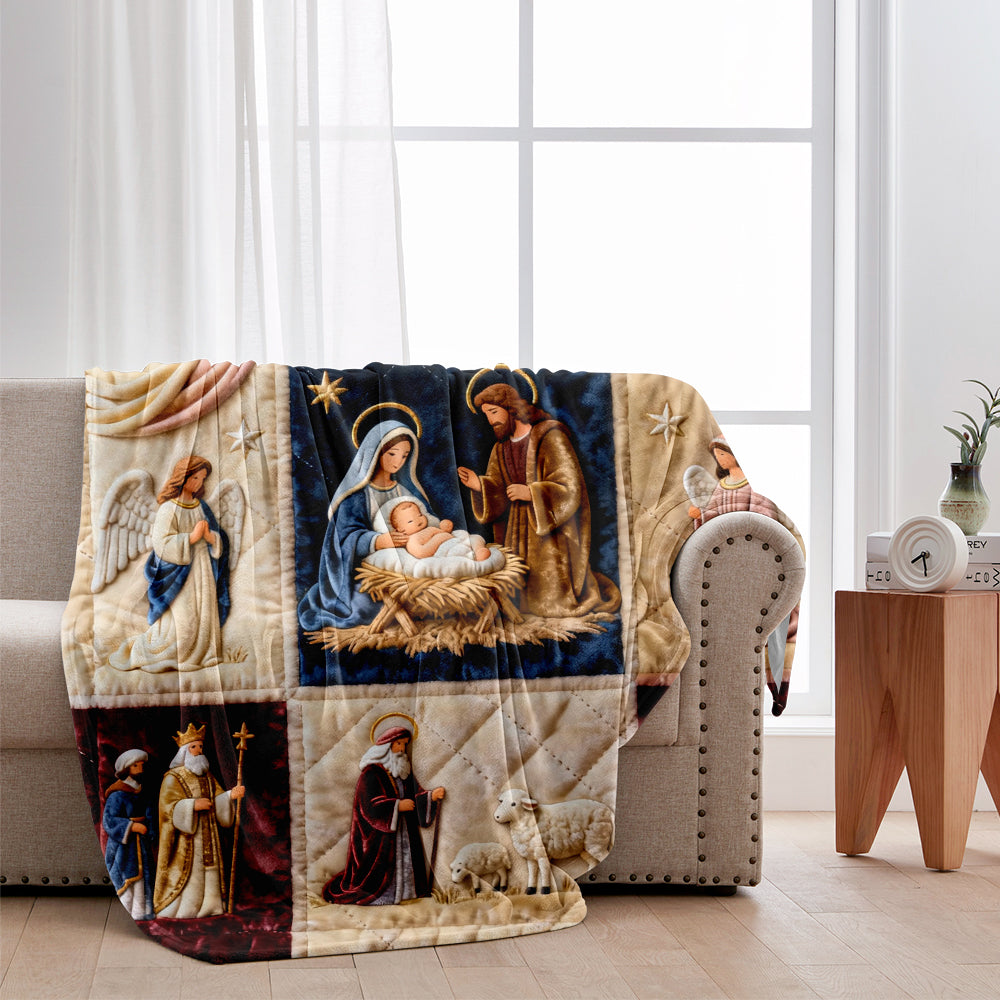 Krippenszene - Personalisierte christliche Decke