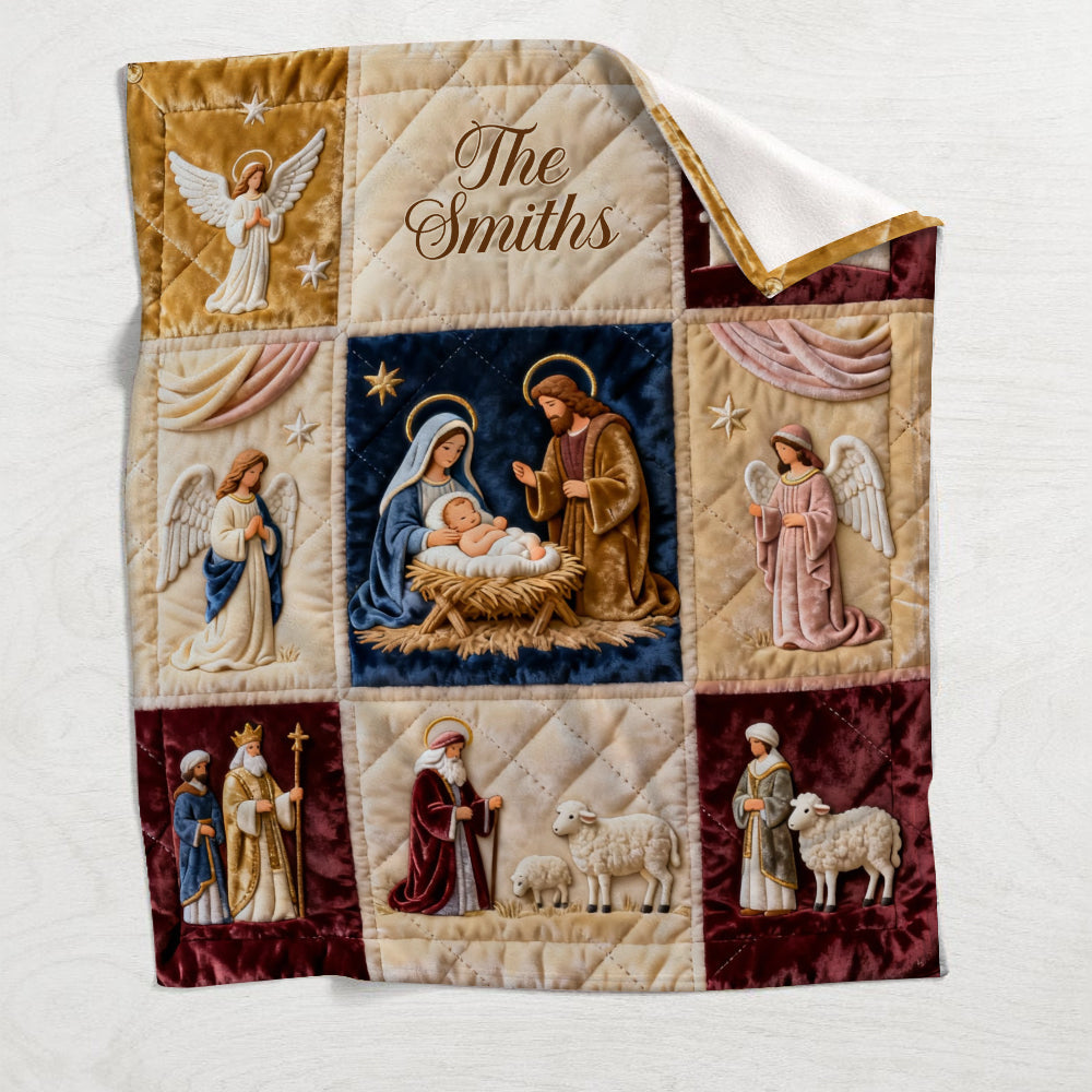 Krippenszene - Personalisierte christliche Decke
