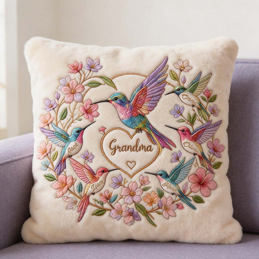 Coussin Carré en Fourrure Synthétique Personnalisé pour Mamie