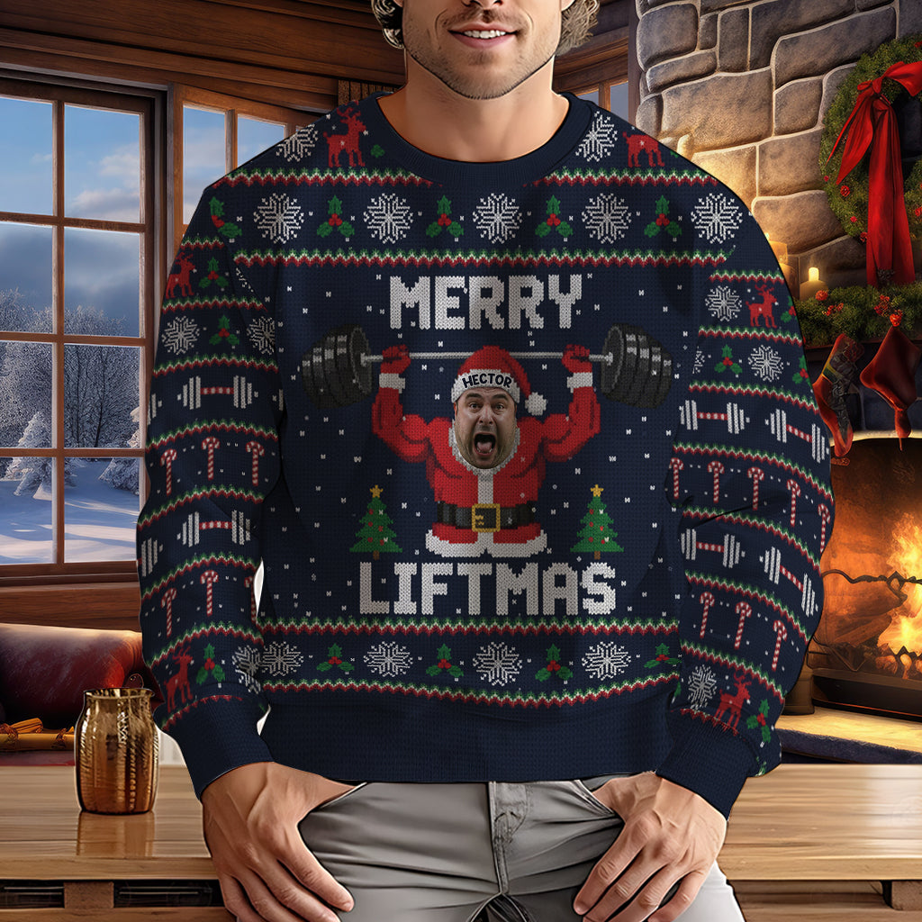 Pull de Noël Merry Liftmas - Pull moche de fitness personnalisé